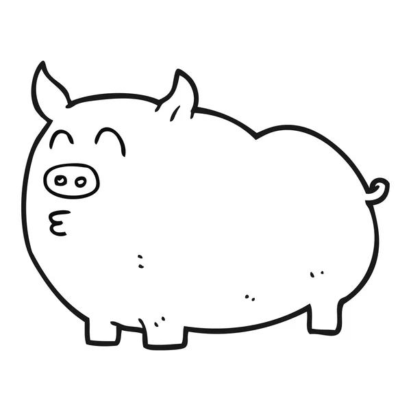 Noir et blanc dessin animé cochon — Image vectorielle