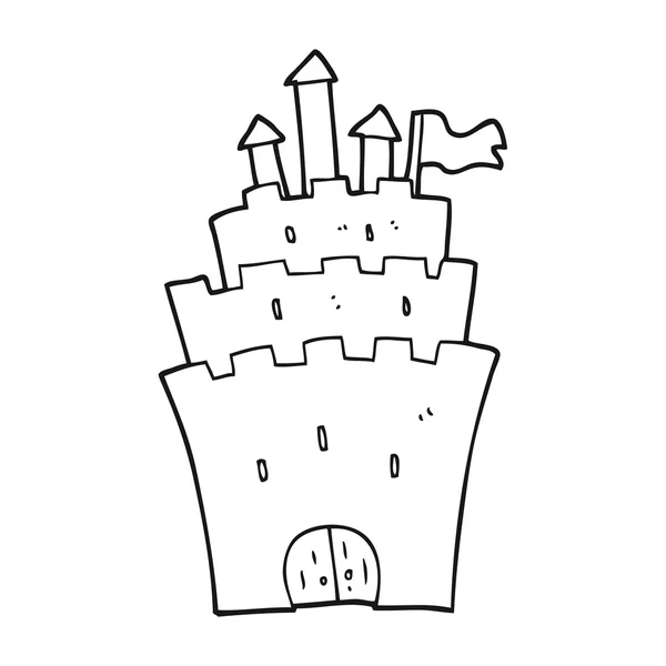 Svartvita tecknade castle — Stock vektor