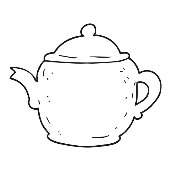 Черный и белый чайник мультфильма — стоковый вектор