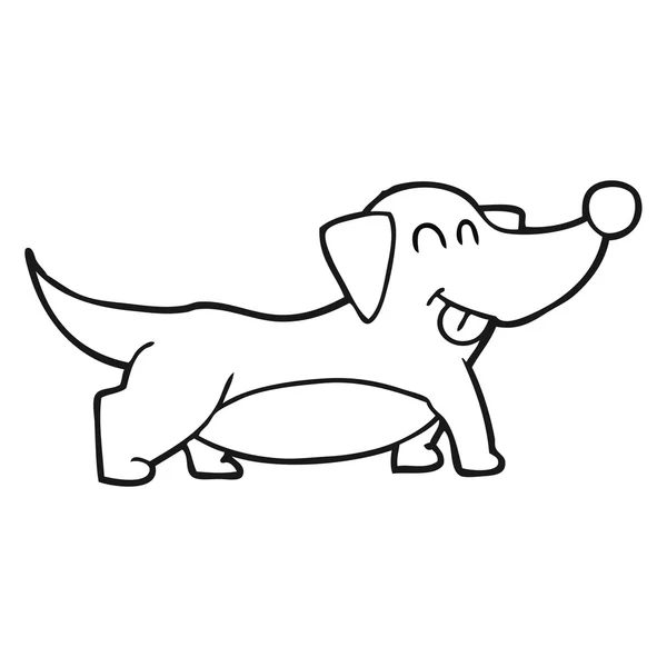 흑백 만화 행복 한 작은 개 — 스톡 벡터