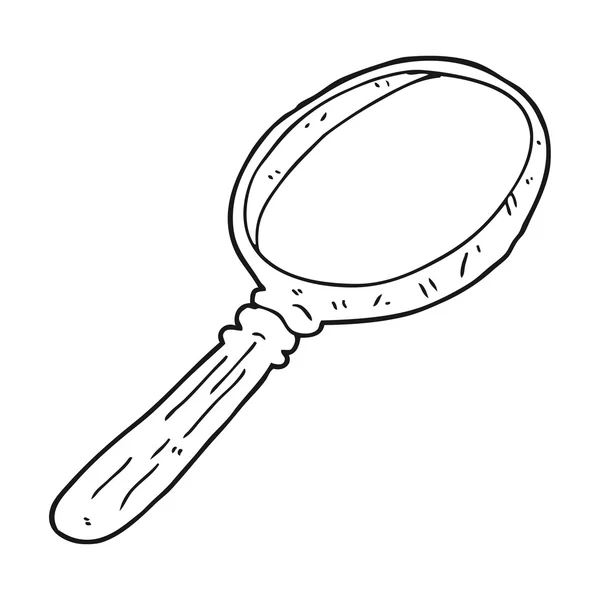 Black and white cartoon magnifying glass — Stock Vector