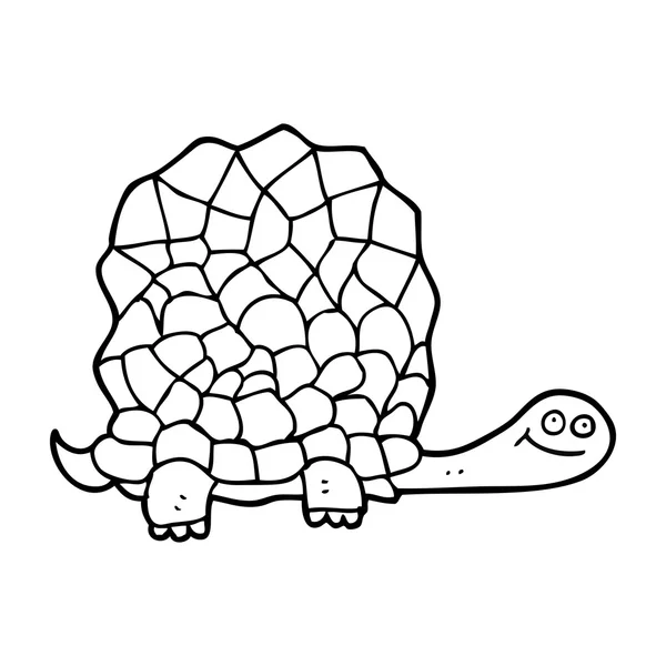 Zwart-wit cartoon schildpad — Stockvector