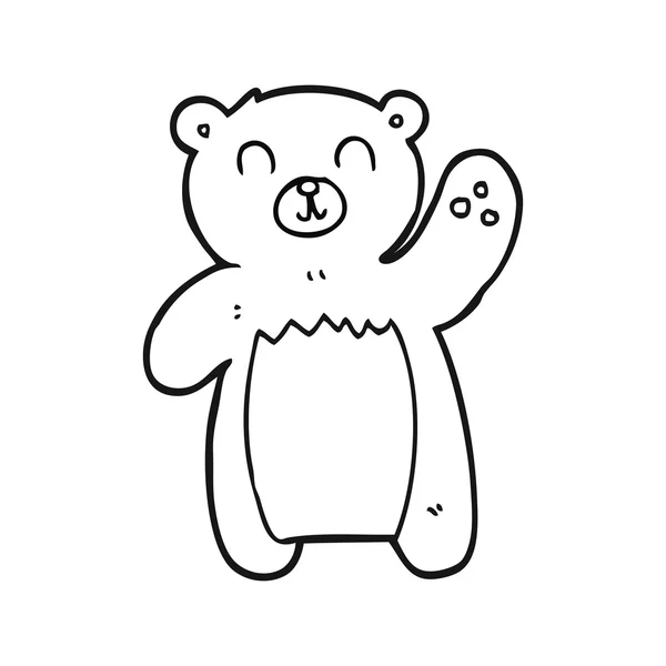 Zwart-wit cartoon teddy bear — Stockvector