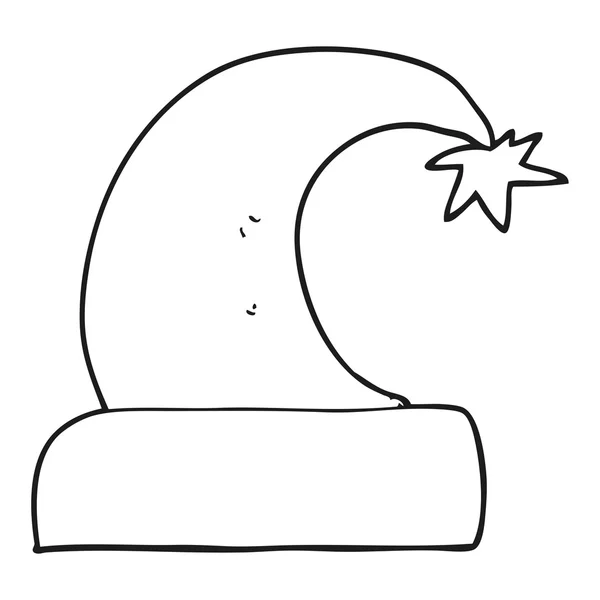Noir et blanc chapeau de Noël dessin animé — Image vectorielle