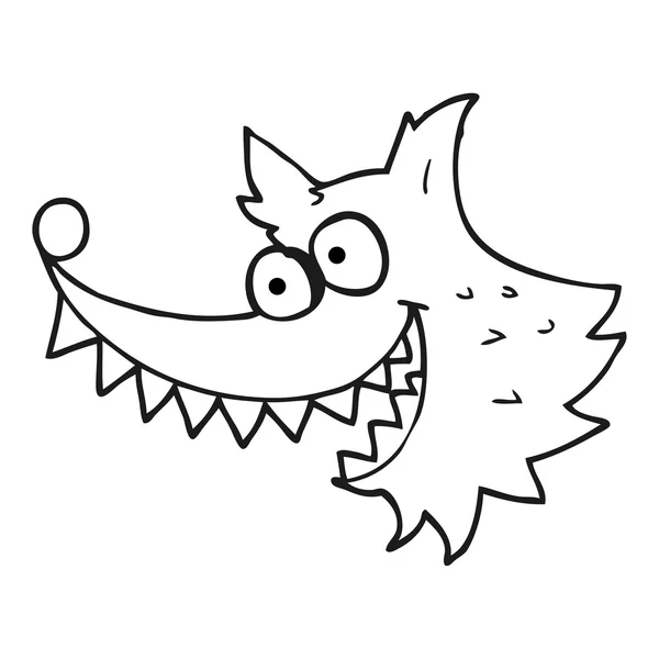 Zwart-wit cartoon gek wolf — Stockvector