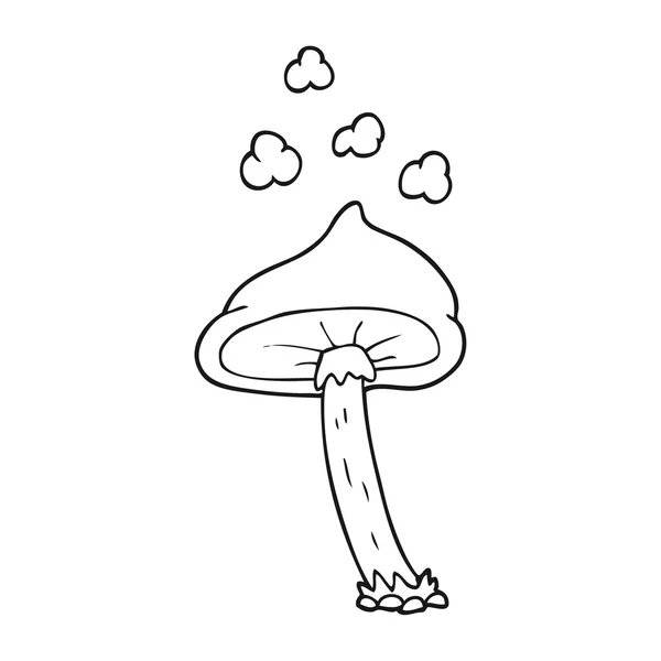 Champignon dessin animé noir et blanc — Image vectorielle