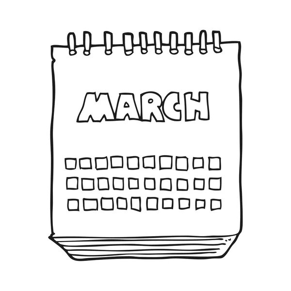 Czarno-biały rysunek marca kalendarz — Wektor stockowy