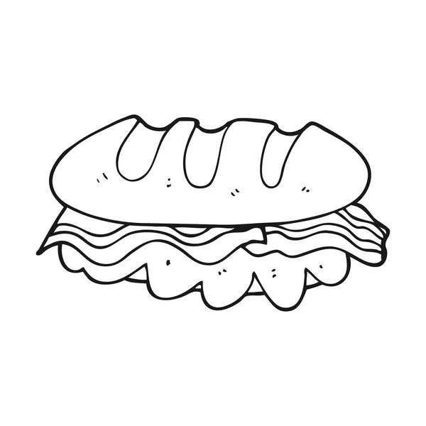 Zwart-wit cartoon enorme sandwich — Stockvector