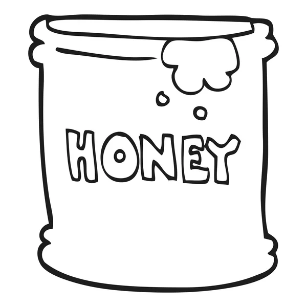 黑色和白色卡通蜂蜜罐 — 图库矢量图片