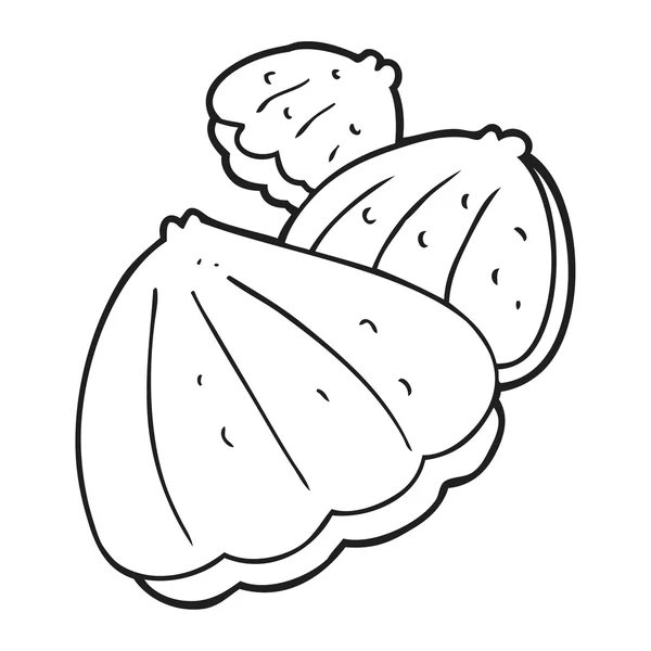 Huîtres de dessin animé noir et blanc — Image vectorielle