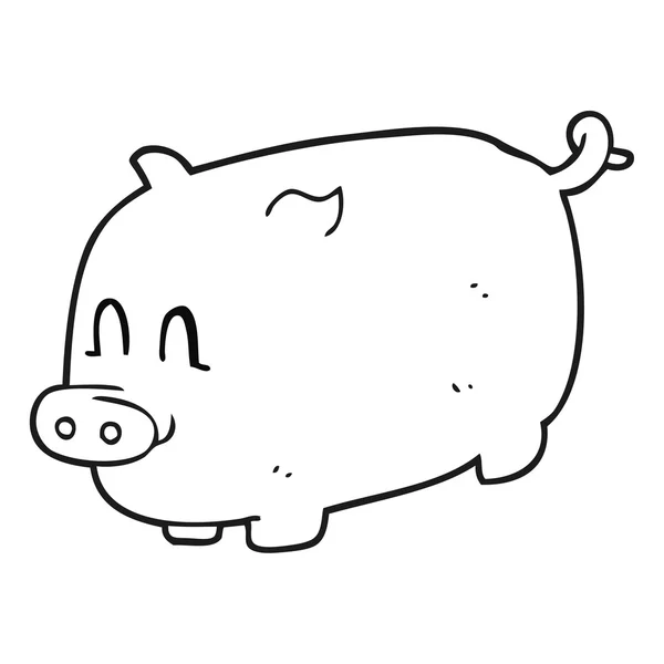 Noir et blanc dessin animé cochon — Image vectorielle