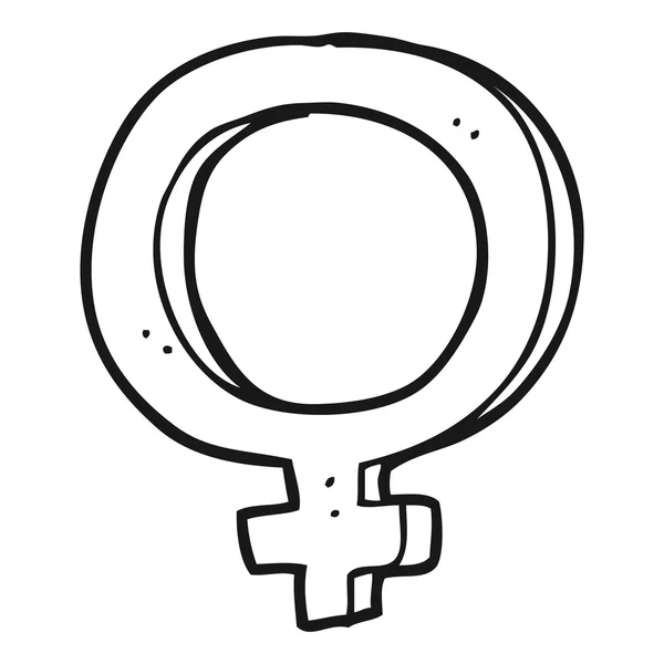 Μαύρο και άσπρο γελοιογραφία θηλυκό σύμβολο — Διανυσματικό Αρχείο