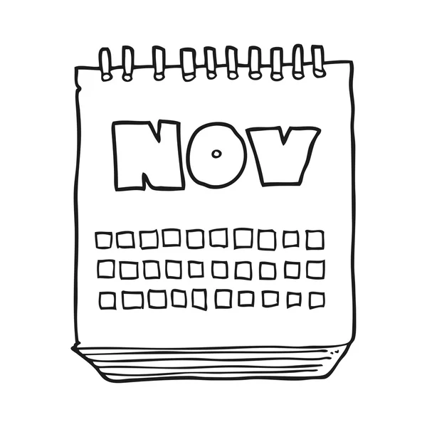 Zwart-wit cartoon kalender weergegeven: maand November — Stockvector