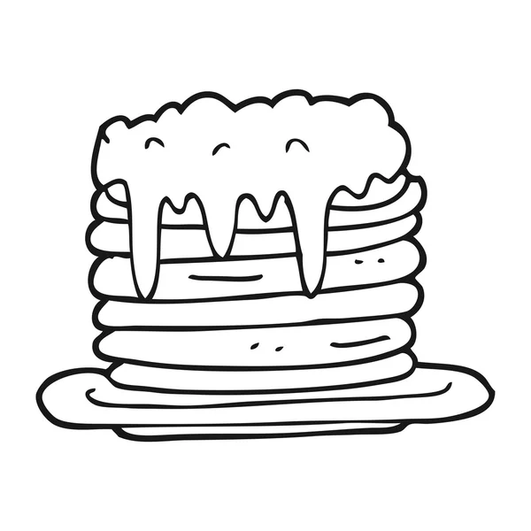 Svartvita tecknade pannkaka stack — Stock vektor