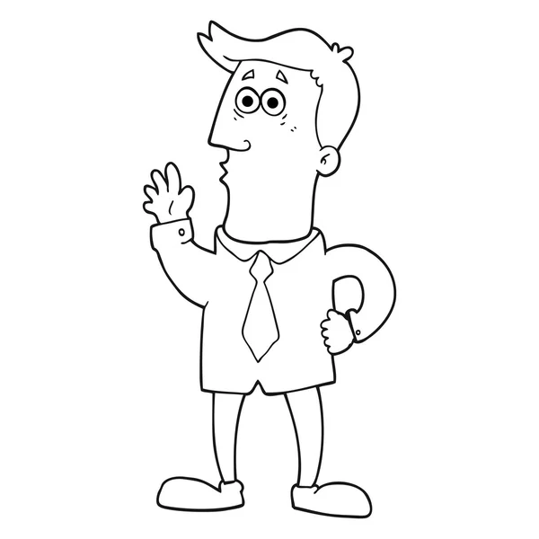 Uomo d'affari cartone animato in bianco e nero — Vettoriale Stock