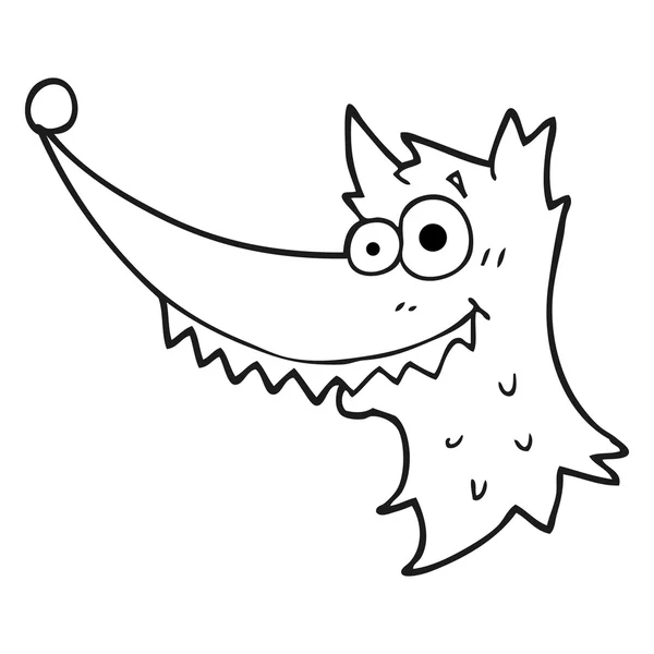 黒と白の漫画のオオカミの頭 — ストックベクタ