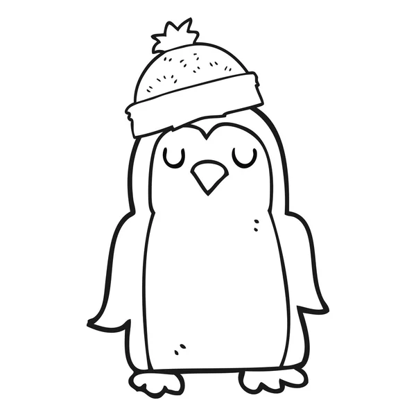 Zwart-wit cartoon pinguïn — Stockvector