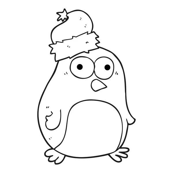 Pingüino de dibujos animados en blanco y negro — Vector de stock