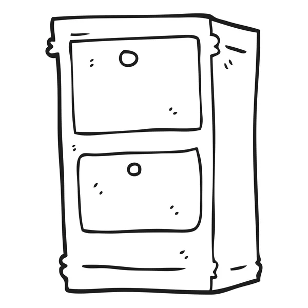 Preto e branco caixa dos desenhos animados de gavetas — Vetor de Stock