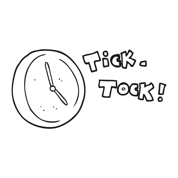 Blanco y negro reloj de marcación de dibujos animados — Vector de stock