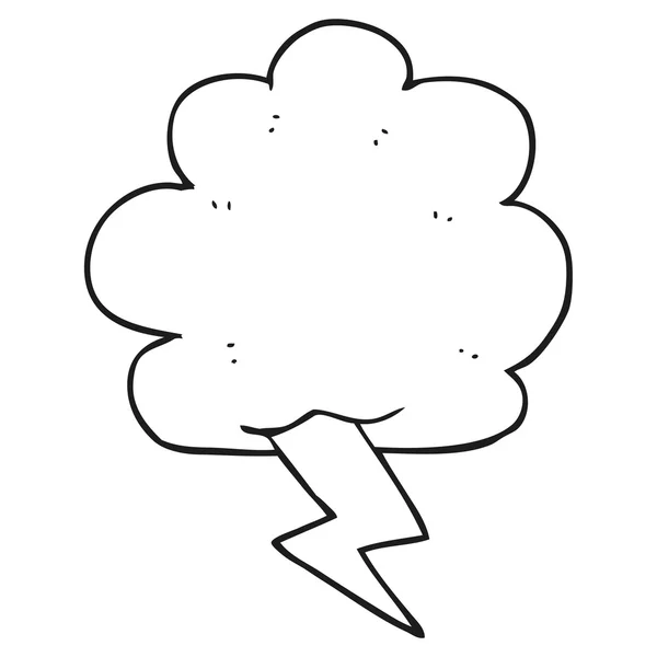 Black and white cartoon thundercloud — Stock Vector