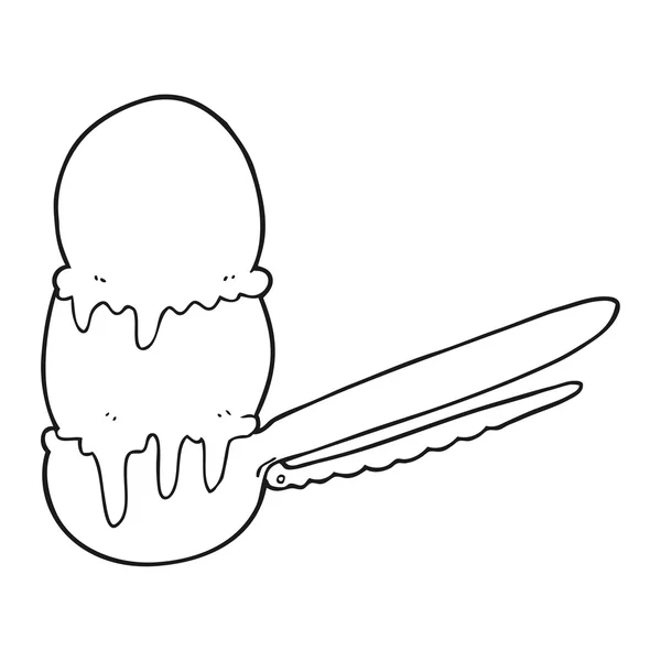 Černé a bílé kreslené kopeček zmrzliny — Stockový vektor