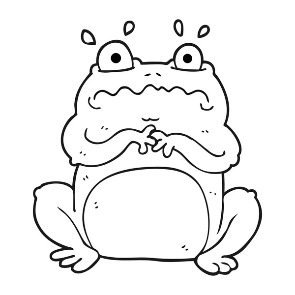 Black and white cartoon funny frog — Stock Vector