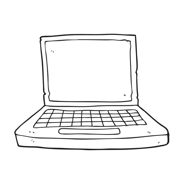 Ordenador portátil de dibujos animados en blanco y negro — Archivo Imágenes Vectoriales