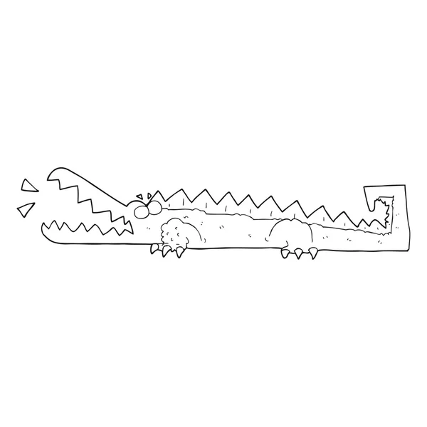 黑色和白色卡通鳄鱼 — 图库矢量图片