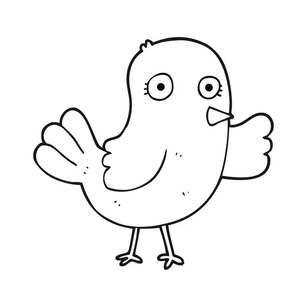 Zwart-wit cartoon vogel — Stockvector