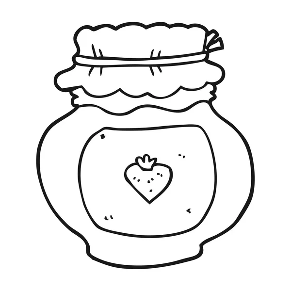 Schwarz-weißes Cartoon-Marmeladenglas — Stockvektor