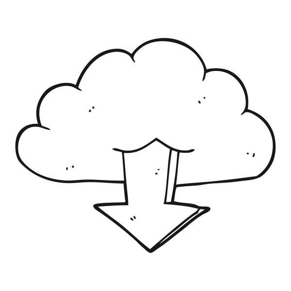 Descarga de dibujos animados en blanco y negro desde la nube — Vector de stock