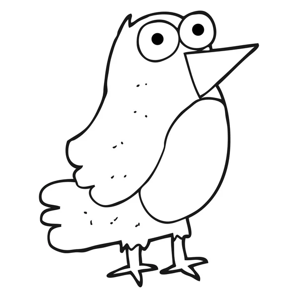 Zwart-wit cartoon robin — Stockvector
