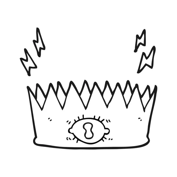 Svartvita tecknade magiska crown — Stock vektor