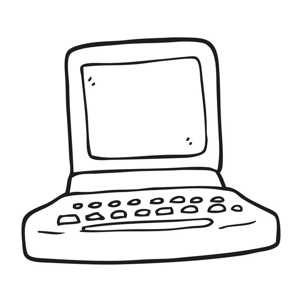 Schwarz-weißer Cartoon alter Computer — Stockvektor