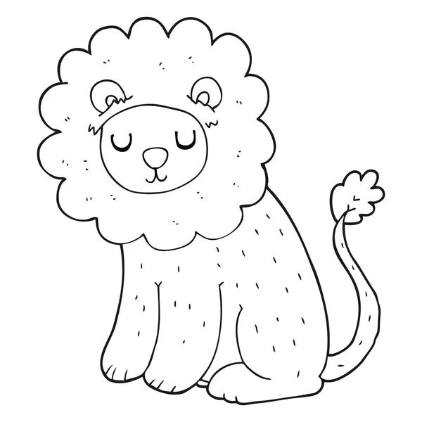Χαριτωμένο λιοντάρι μαύρο και άσπρο κινουμένων σχεδίων — Διανυσματικό Αρχείο