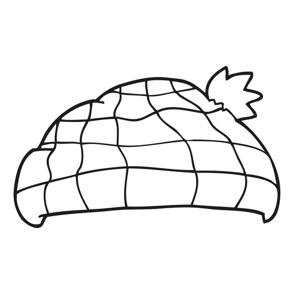 Černé a bílé karikatura kontrolovat klobouk — Stockový vektor
