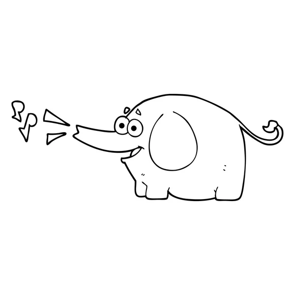 Zwart-wit cartoon getrompetter olifant — Stockvector