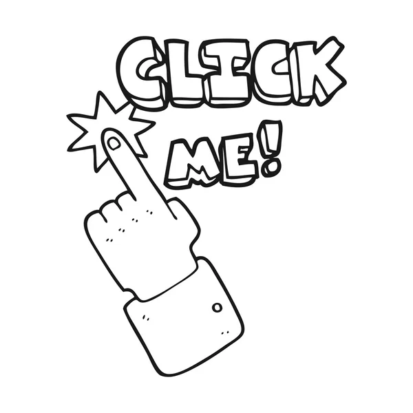 Clique em mim sinal de desenho animado preto e branco — Vetor de Stock