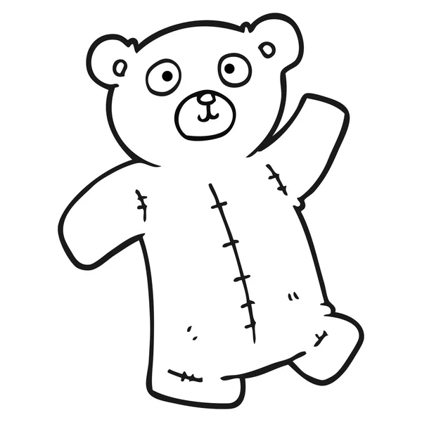 Urso de pelúcia de desenhos animados preto e branco — Vetor de Stock