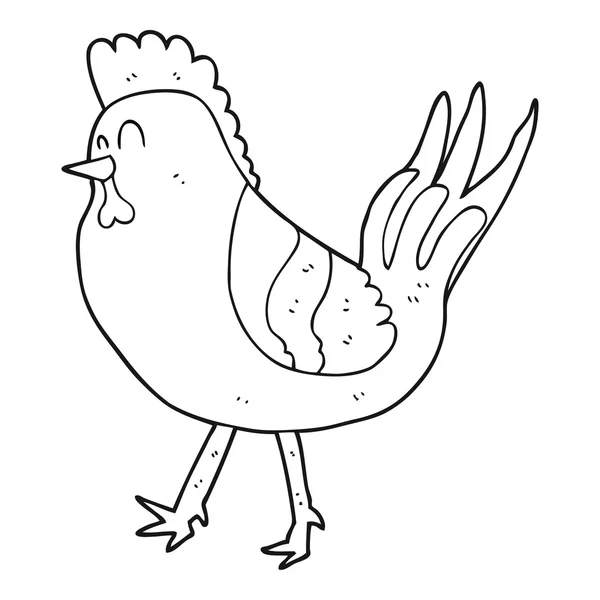 Zwart-wit cartoon kip — Stockvector