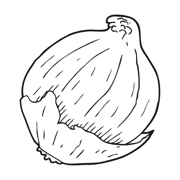 Cebolla de dibujos animados en blanco y negro — Vector de stock