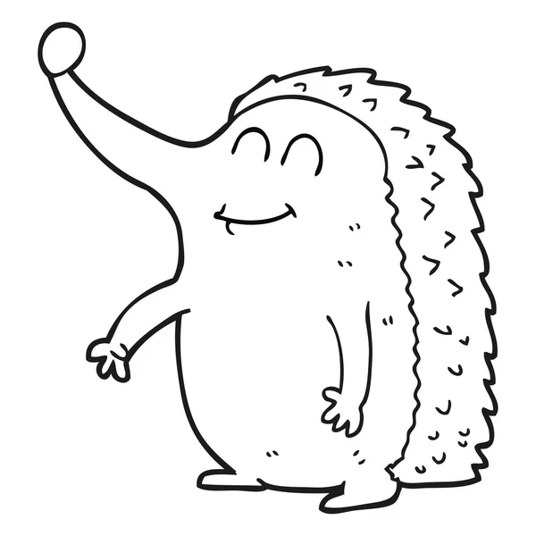 Black and white cartoon hedgehog — Stock Vector