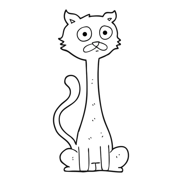 Zwart-wit cartoon kat — Stockvector