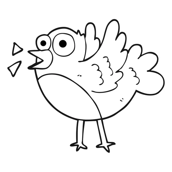 Svartvita tecknade fågeln — Stock vektor