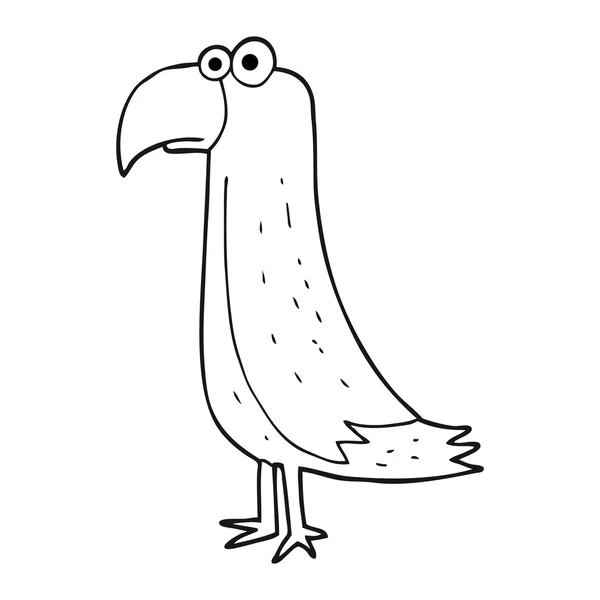 Papagaio de desenhos animados preto e branco — Vetor de Stock