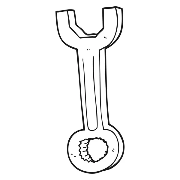 Zwart-wit cartoon spanner — Stockvector