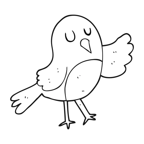 Zwart-wit cartoon vogel — Stockvector