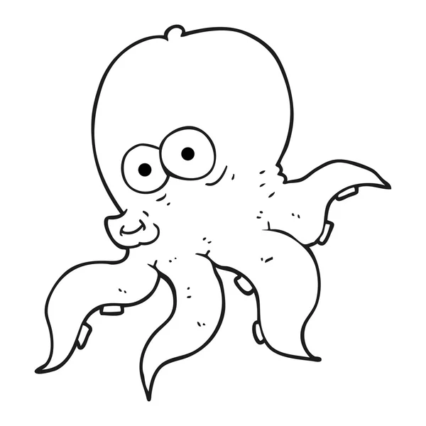 Zwart-wit cartoon octopus — Stockvector