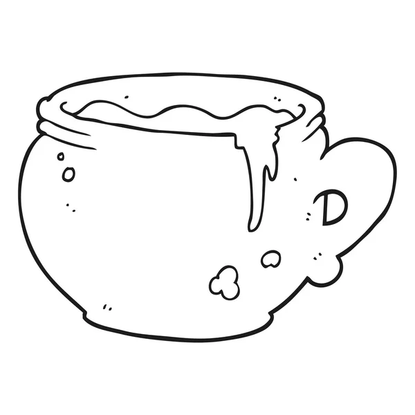 Caneca de desenho animado preto e branco de sopa — Vetor de Stock